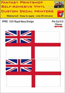 Flags Twin Packs Vinyl Sticker Decals Royal Navy Ensign  75mm - 200mm  FPRC 1121 - Picture 1 of 7