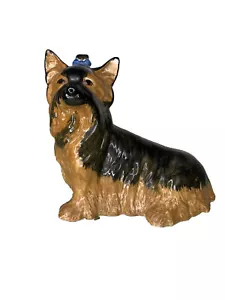 MCM GRANDE VINTAGE? Estatuilla de arco azul de perro Yorkshire Terrier pintada de cerámica"leer - Imagen 1 de 14