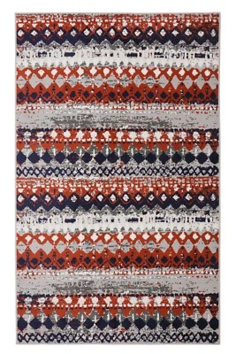 Geometric Bohemian - 5'x8' Distressed Rustic Area Rug - 514 - Image 1 of 4
