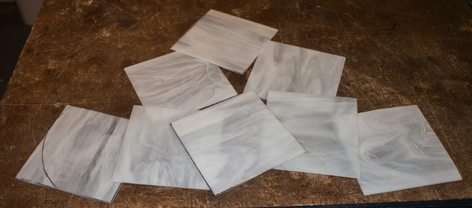 Scrap Stained Art Glass Tiles - White Cloud - WHC Foto 1 de 1