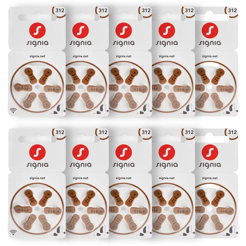 30x Type 312 Hearing Aid Batteries Zinc Air 170mah Siemens