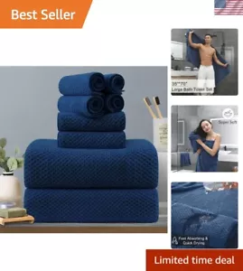 Luxury Navy Towel Collection: 8-Piece Set with Soft Plush & Quick Dry Features - Picture 1 of 9