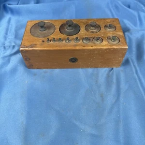 Vintage Balance Scale Weight Set 1000g to 1g 12 weights w/Wood Storage Stand - Picture 1 of 2