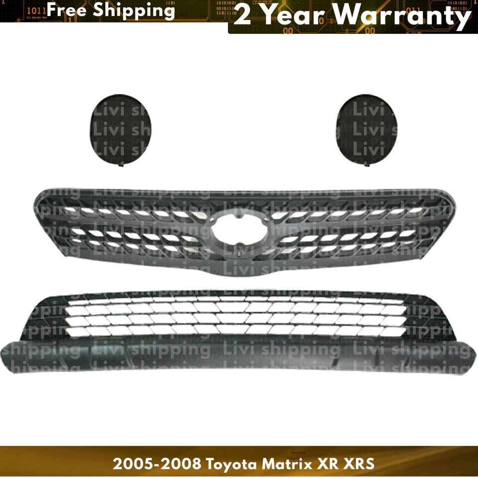 Front Grille Assembly Kit & Fog Lights Cover For 2005-2008 Toyota Matrix XR XRS Foto 1 de 4