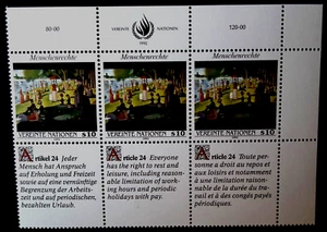 United Nations Vienna 1992 Human Rights Article 24 - Block of 3 s10 Value MNH - Picture 1 of 1