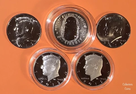 2019 S 5 Coin PDSSS Kennedy Set wApollo Curved Proof from Sold Out Apollo 11 Set Cover