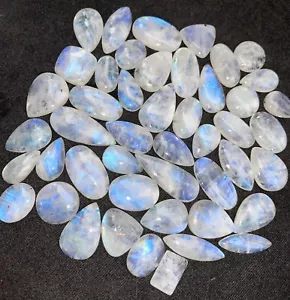 Natural Blue Fire Moonstone Cabochon Mix Shape Fire Moonstone For Making Jewelry - Picture 1 of 8