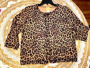 Ruby Rd.Cheetah Damen-Pullover offener Frontpullover, 3/4 L. Ärmel, Größe L - Bild 1 von 12