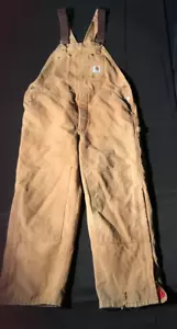 Carhartt Men's Brown Insulated Overalls w/ Double Knee 42 x 28 (Tag Missing) - Picture 1 of 11