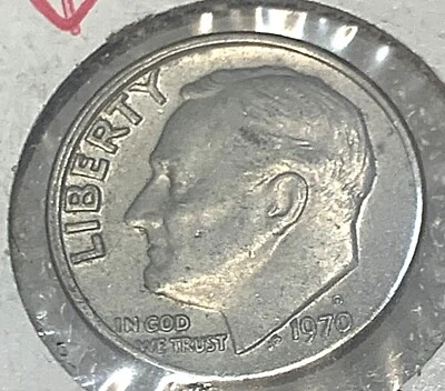 ERROR 1970 D Roosevelt Dime - Obverse Collar Clash - VF/XF - Image 1 of 4