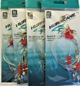 Four (4) Packs Hurricane DD-22N Double Drop Bottom Fishing Rigs 60# 24" 2/Pack - Picture 1 of 1