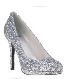 STUART WEITZMAN 8.5N Glitswoon Silver Glitter Platform Pumps Heels BRAND NEW - Picture 1 of 5