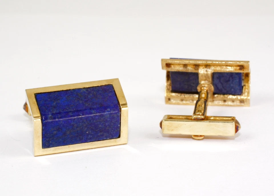 Manschettenknöpfe mit Lapis Lazuli, 585 Gelbgold 14 Karat - Bild 1 von 1