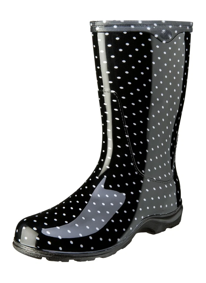 Sloggers Black Polka Dot Rain and Garden Waterproof Boots Size 6 - Image 1 of 1