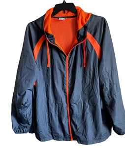 Starter Unisex Rain Hoodie Jacket Zip Pockets SZ 2XL 50-52 Gray Orange Sporty - Picture 1 of 11