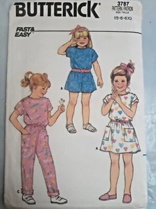 Dress Jumpsuit Romper Butterick 3787 Girls 5 6 6X Sewing Pattern UC FF Fast Easy - Picture 1 of 5