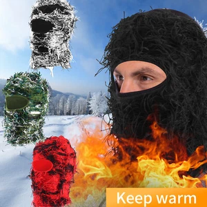 Woolen Knit Headgear Mask Hat Scarf Street Hip Hop Hat Winter Warm Tactical Hat - Picture 1 of 20
