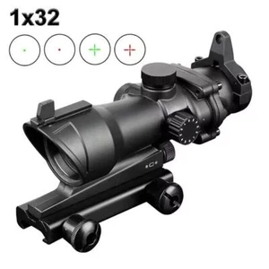 Mira para rifle óptica iluminada ACOG 1X32 punto verde rojo ajuste riel de 20 mm - Imagen 1 de 8