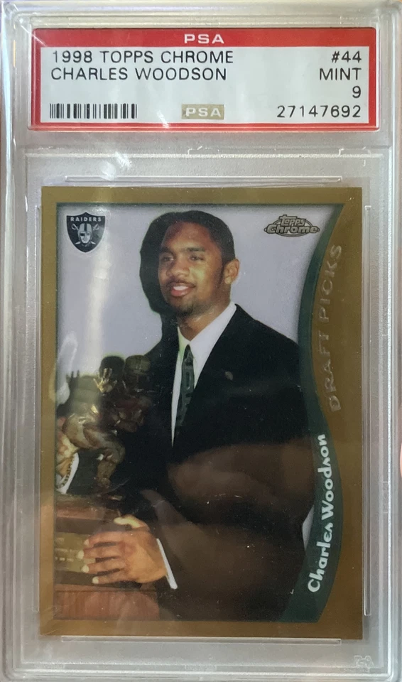 1998 Topps Chrome CHARLES WOODSON RC/ROOKIE RAIDERS PACKERS #44 PSA 9 MINT - Image 1 of 1