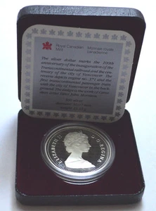 1986 CANADIAN DOLLAR PROOF VANCOUVER TRAIN .500 SILVER COIN WITH BOX & CoA - Picture 1 of 8