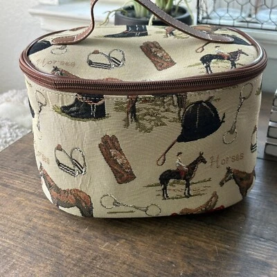 Sainty Horse Tapeçaria Bolsa Cosmética Maquiagem Higiene Pessoal Estojo de Viagem Zíperes Tem Alça - Imagem 1 de 4