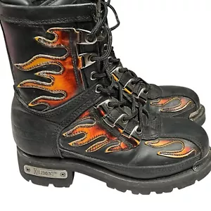 Xelement Moto Boots Women Size 6.5 Black With Flames Leather Chunky Insulated - Picture 1 of 15
