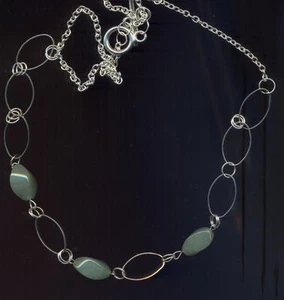 Collana argento brillante con avventurina - Foto 1 di 1