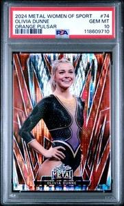 2024 Leaf Metal Women Of Sport #74 Olivia Livvy Dunne Orange Pulsar /9 PSA 10 - Picture 1 of 2