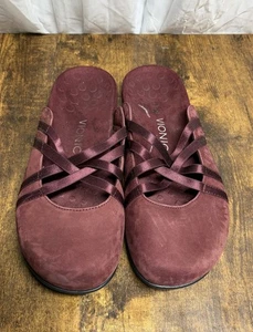 Vionic Womens Claire Burgundy Slip-On Mule Flats US SZ 9 Comfort Suede Orthotic - Picture 1 of 10