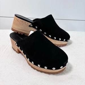 Lisa Vicky Black Suede Women's Clogs Size 8M - Picture 1 of 13