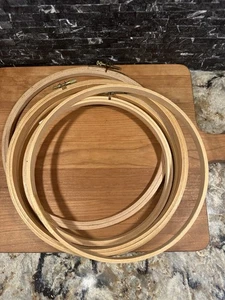 Wood Embroidery Hoop Lot Coats & Clark Loving Touch Vintage Needlepoint - Picture 1 of 9