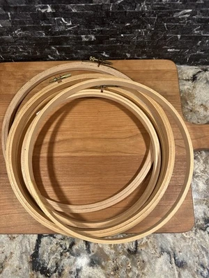 Wood Embroidery Hoop Lot Coats & Clark Loving Touch Vintage Needlepoint - Image 1 of 4