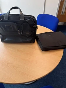 tumi alpha 3 leather laptop bag expandable - Picture 1 of 7