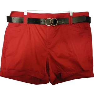 Pantalones Cortos Torrid Talla 20 Nuevos con Etiquetas Cortos Rojos Cinturón Satén Mediano Tiro Informal - Imagen 1 de 9