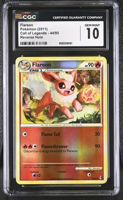 CGC 10 GEM MINT Flareon 2011 Call of Legends 44/95 Reverse Holo Pokemon Card - Image 1 of 2