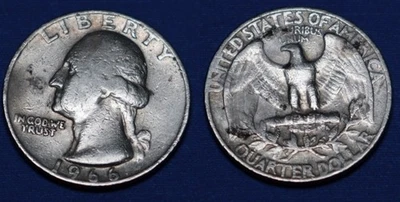 1966 Washington Quarter NO MINT MARK Filled A Error Letters On Rim US Coin - Image 1 of 4