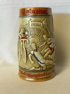 Budweiser Juegos Olímpicos Stein CS60 1984 Ceramarte Brasil 6 1/2" - Imagen 1 de 6