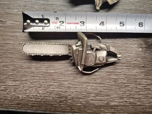 Vintage 1978 Chainsaw 4.75" Belt Buckle Bergamot Brass Works Made In The USA - Picture 1 of 4