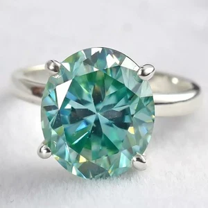 2.80 Ct Certified Oval Shape Certified Blue Diamond 925 Sterling Silver Ring - Picture 1 of 4