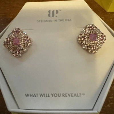 NEW BOMB PARTY OG EARRINGS ER86799 ECHOES IN BLISS PINK ICE CRYSTAL ROSE GOLD - Image 1 of 3