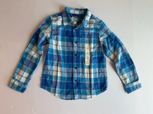 Cat & Jack Boys Flannel Shirt Size S (6/7) Long Sleeve Blue Plaid Button-Up NWT - Picture 1 of 5