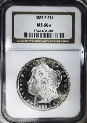 1882 S MORGAN DOLLAR! NGC MS 66*! LOOKS DMPL! FANTASTIC! OUTSTANDING! NR #VIP164 - Image 1 of 3