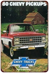 1980 Chevrolet Truck Pickups Vintage Look Reproduction Metal Sign 8 x 12 - Imagen 1 de 1