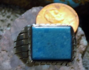 New Mens Ring Sterling Silver Kingman Turquoise Navajo Trevor Jack Size 12 - Picture 1 of 6