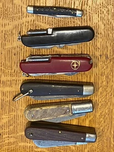 6 vintage folding Knifes: M Klein & Sonss /Camillus & Sons /Swiss/Barlow/tool/+1 - Picture 1 of 23