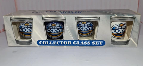 Tampa Bay Buccaneers Super Bowl XXXVII #37 - 4 Pc Shot Glass Set Vtg 2003 NEW 🏈 Cover