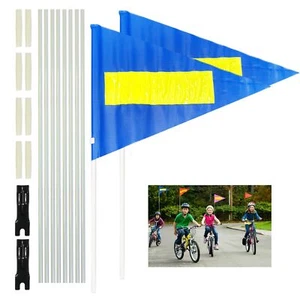 Bike Safety Flag with Pole 2 Sets, 6-Foot Adjustable Height Sturdy Fiberglass... - Picture 1 of 6