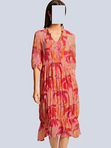 Alba Moda Chiffon Kleid Pink/Multicolor mit Glanzgarneffekten Gr. 46 0823605 (G) - Bild 1 von 6