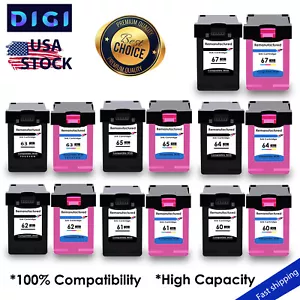 67XL 65XL 63XL 62XL 61XL 60XL Refilled Ink Cartridge Compatible with HP Printer  - Picture 1 of 22