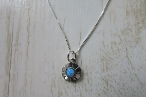 Collar de cuentas de ópalo plata esterlina flor encanto delicada joyería colgante simple - Imagen 1 de 1